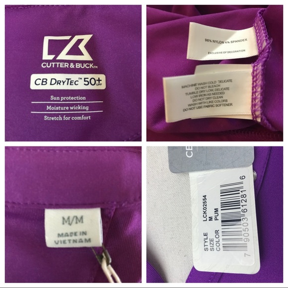 NWT. CB Cutter & Buck Purple Polo. Size M. - Picture 8 of 8